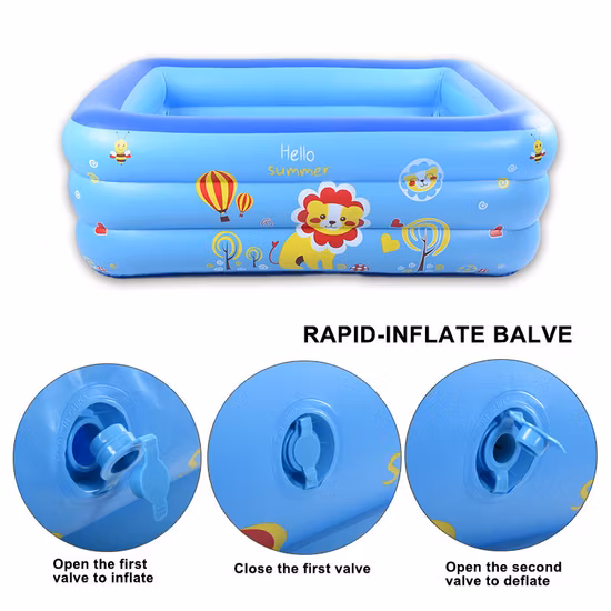 Outdoor Garden Custom Inflatable Play Toys 3-Tube Clear Glitter Portable Swimming Pool