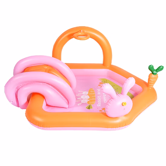 Piscina inflable del tobogán acuático de la piscina del centro del juego de niños del tema del conejo de encargo