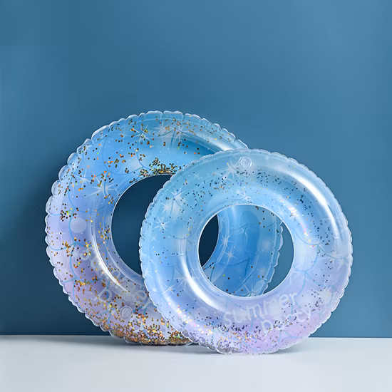 New Design Inflatable Leopard Rainbow Print Swim Ring